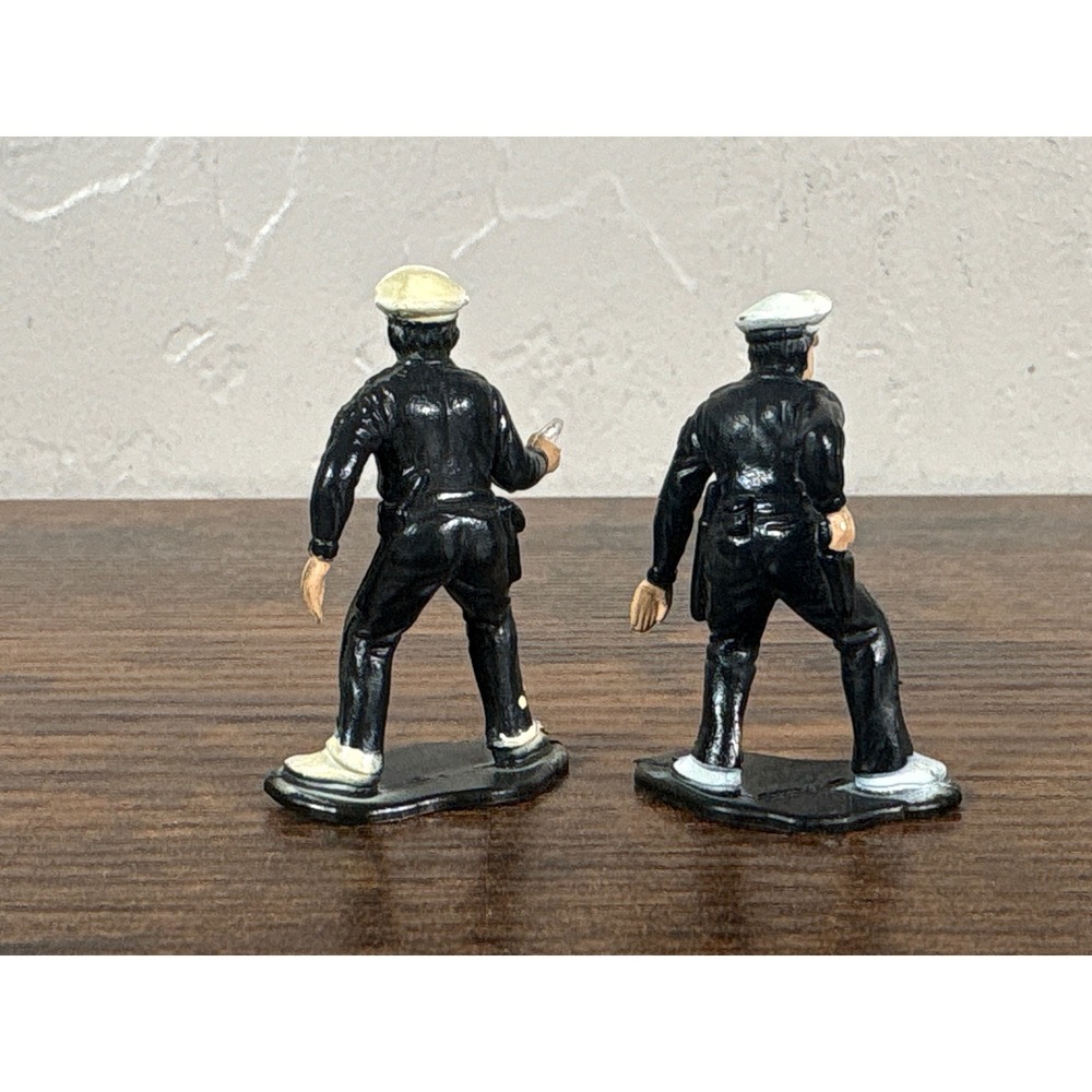 Vintage Remco Police Officer Plastic Toy Figurines Set of 2 Black White Uniform